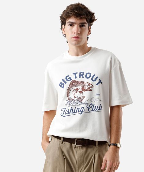 camiseta masculina com algodão estampada off white