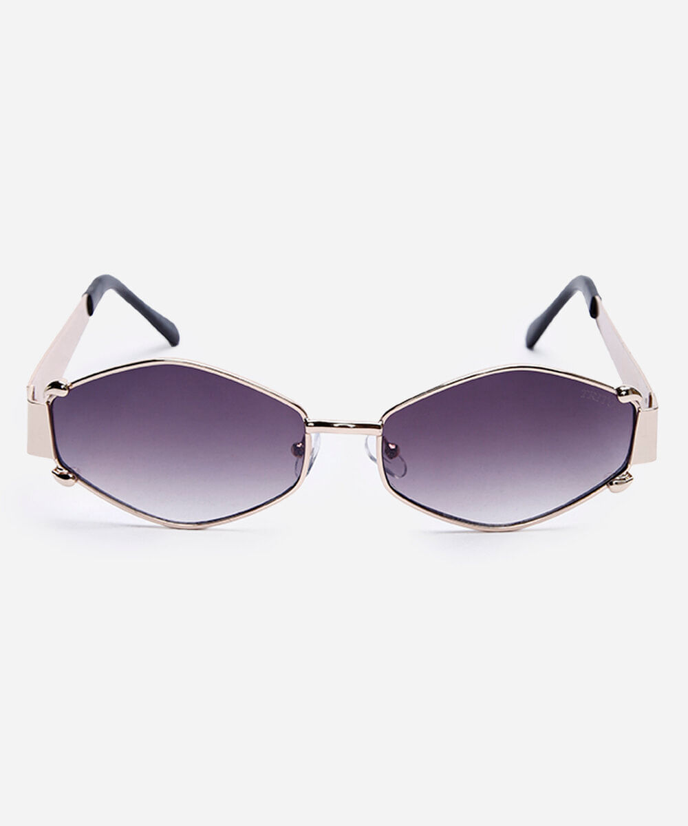 óculos de sol feminino oval de metal triton dourado