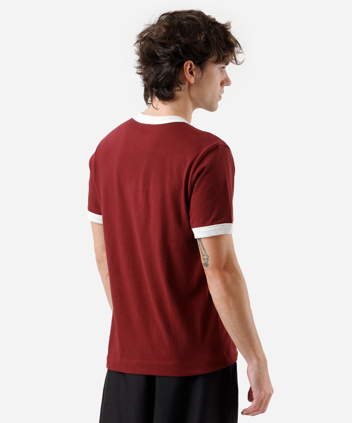 camiseta masculina de algodão bicolor vinho