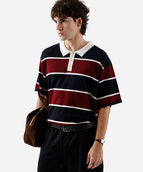 polo masculina listrada vinho