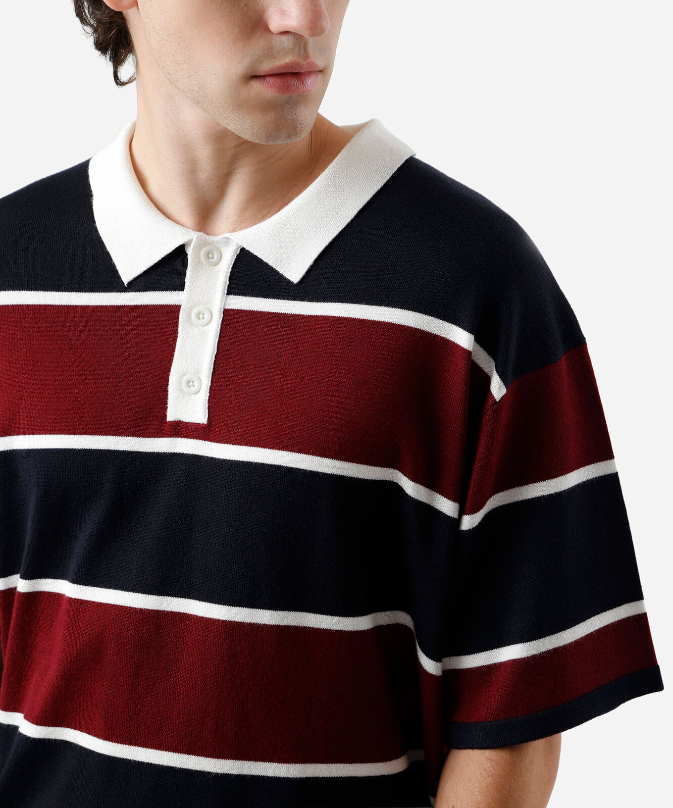 polo masculina listrada vinho