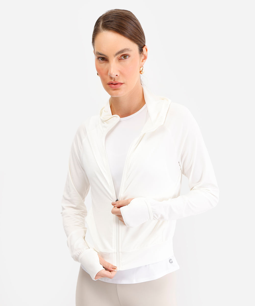 jaqueta com capuz esportiva ace - off white
