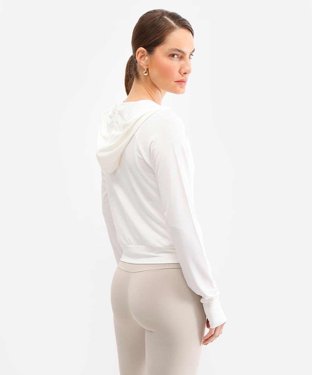jaqueta com capuz esportiva ace - off white