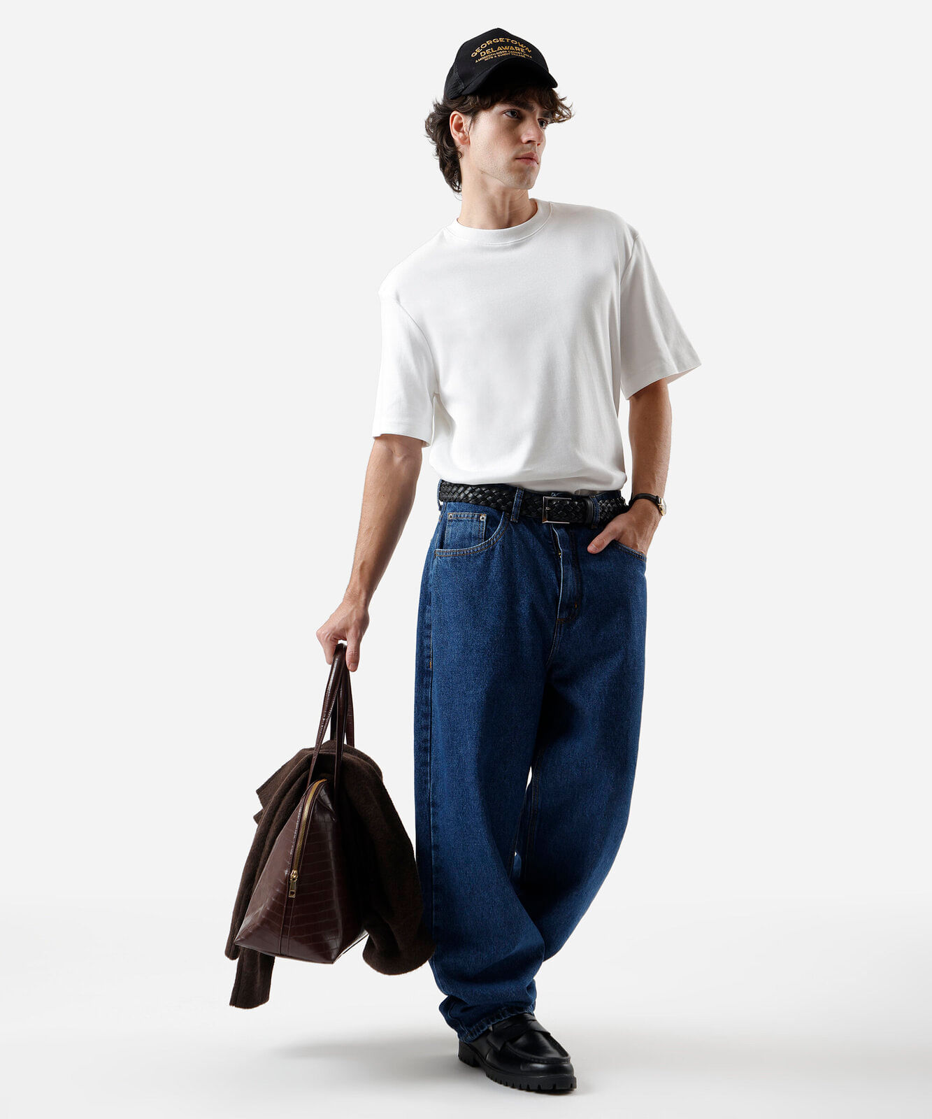 camiseta masculina de algodão peruano branca