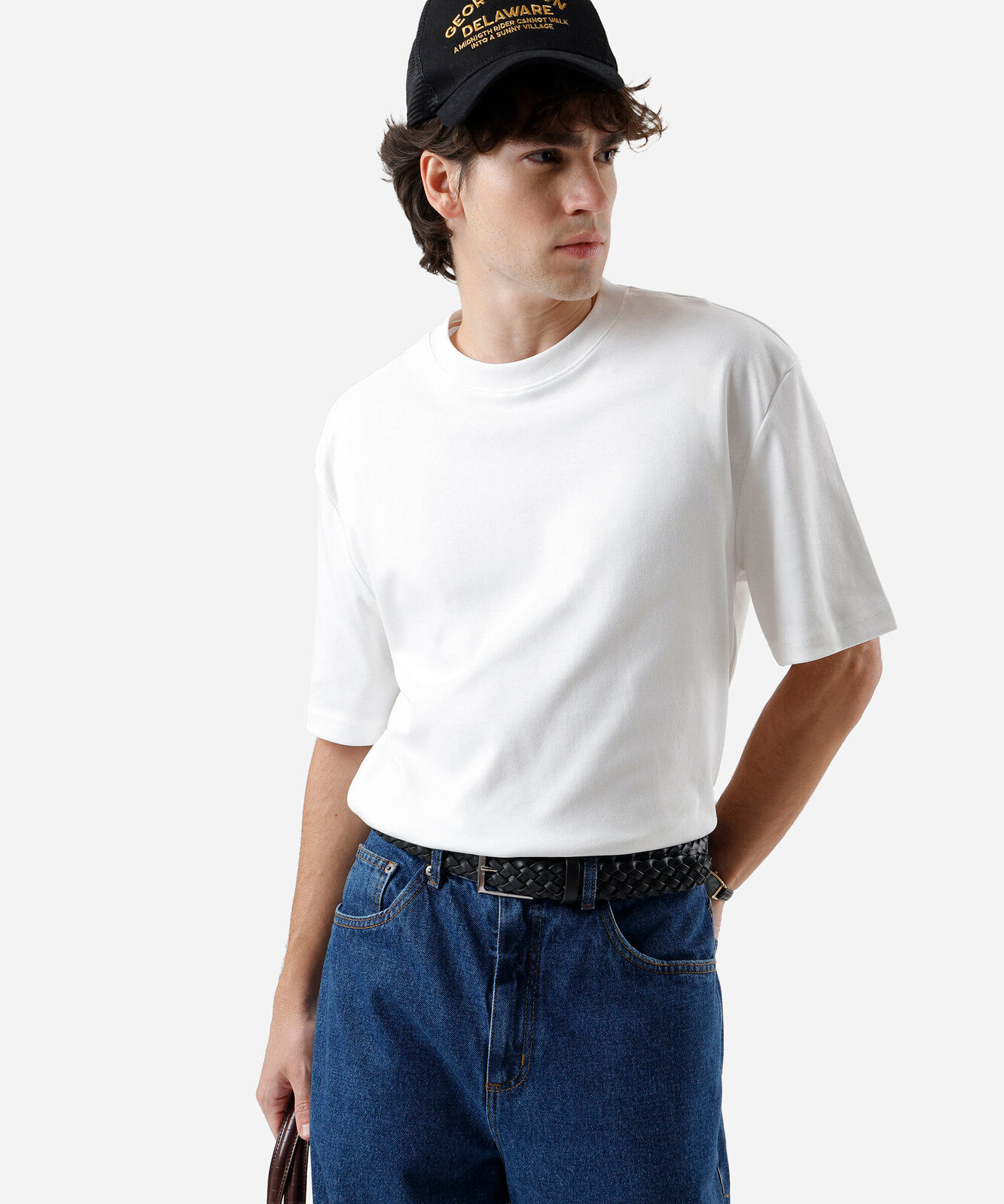 camiseta masculina de algodão peruano branca
