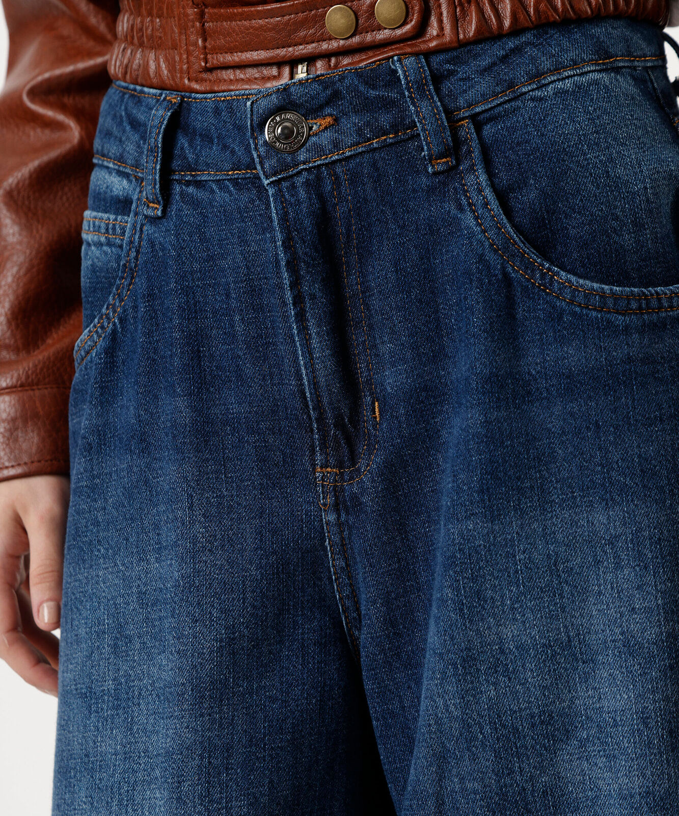 calça aladim feminina jeans cintura alta azul