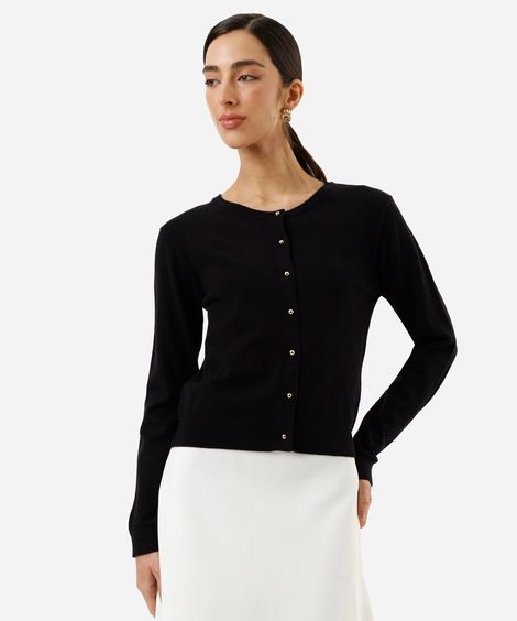 cardigan feminino de tricot preto