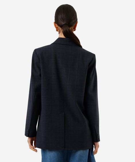 blazer de alfaiataria feminino xadrez azul