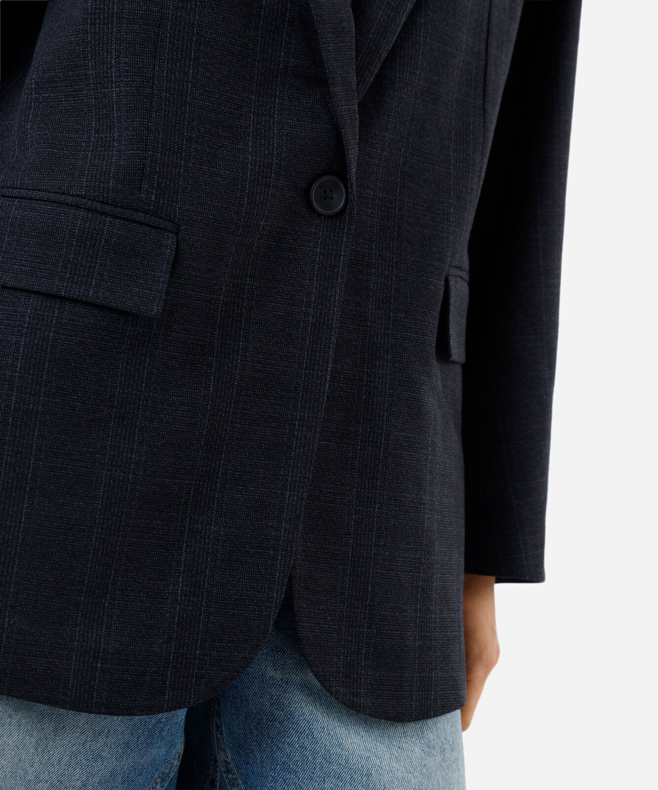 blazer de alfaiataria feminino xadrez azul