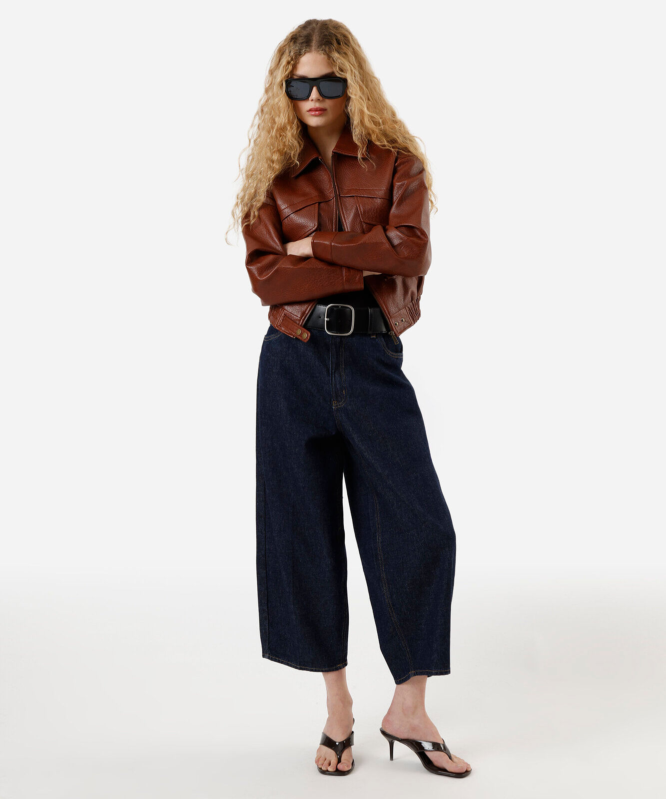 calça baggy balloon feminina jeans cropped azul