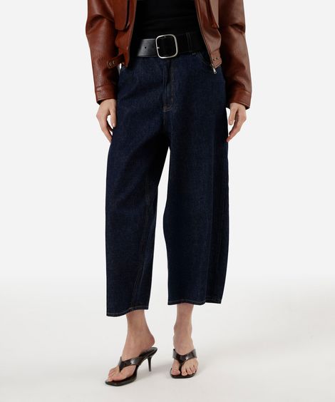 calça baggy balloon feminina jeans cropped azul