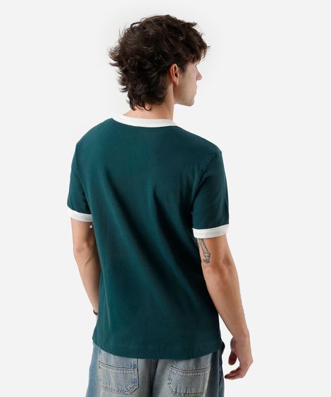 camiseta masculina de algodão bicolor verde
