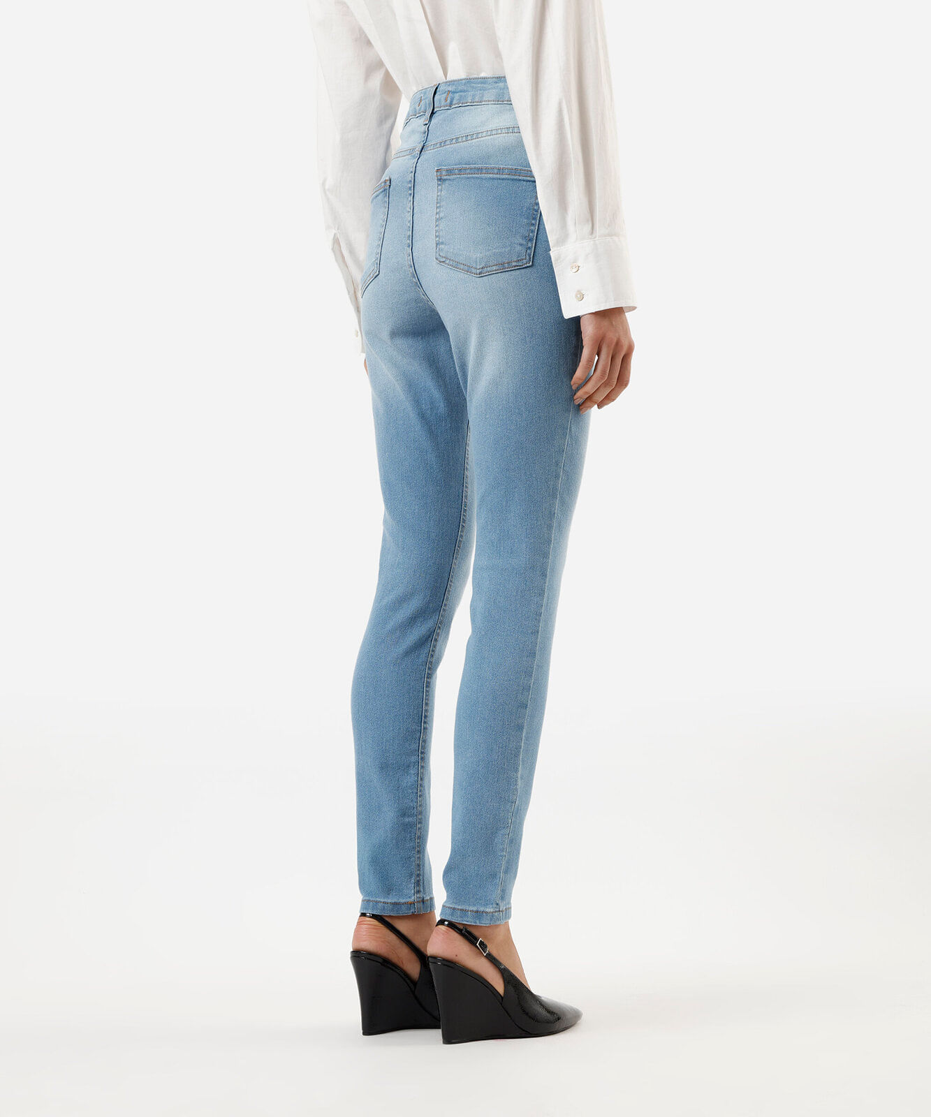 calça skinny feminina jeans cintura alta azul