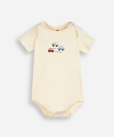 body infantil de algodão carrinhos amarelo