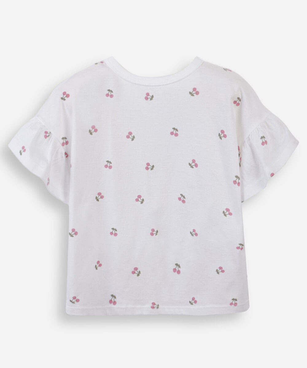 kit infantil de 2 blusas com babados cereja coloridas