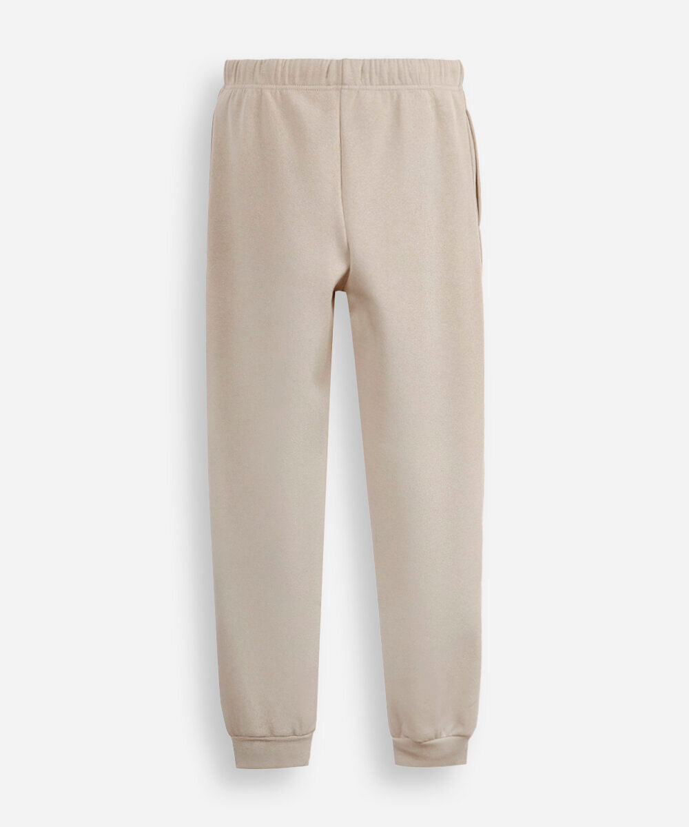 calça jogger juvenil de moletom com nervura bege