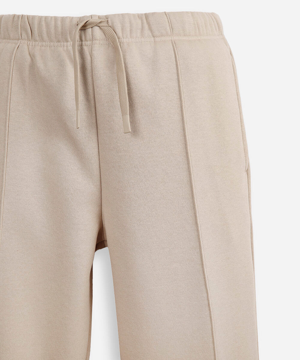 calça jogger juvenil de moletom com nervura bege