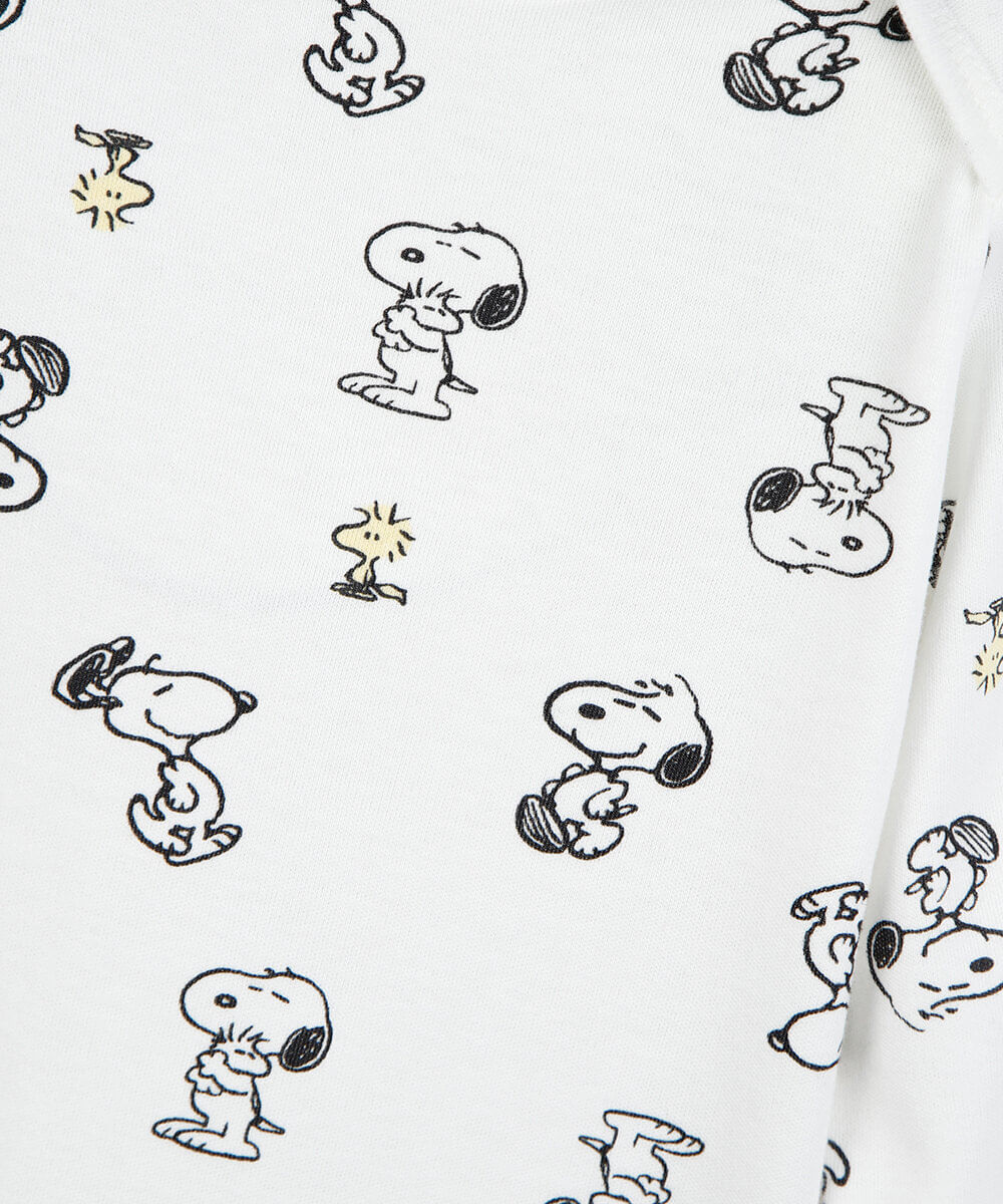 body infantil de algodão manga longa snoopy off white