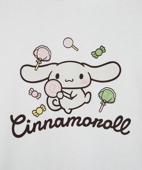 blusão oversized juvenil de moletom cinnamoroll off white