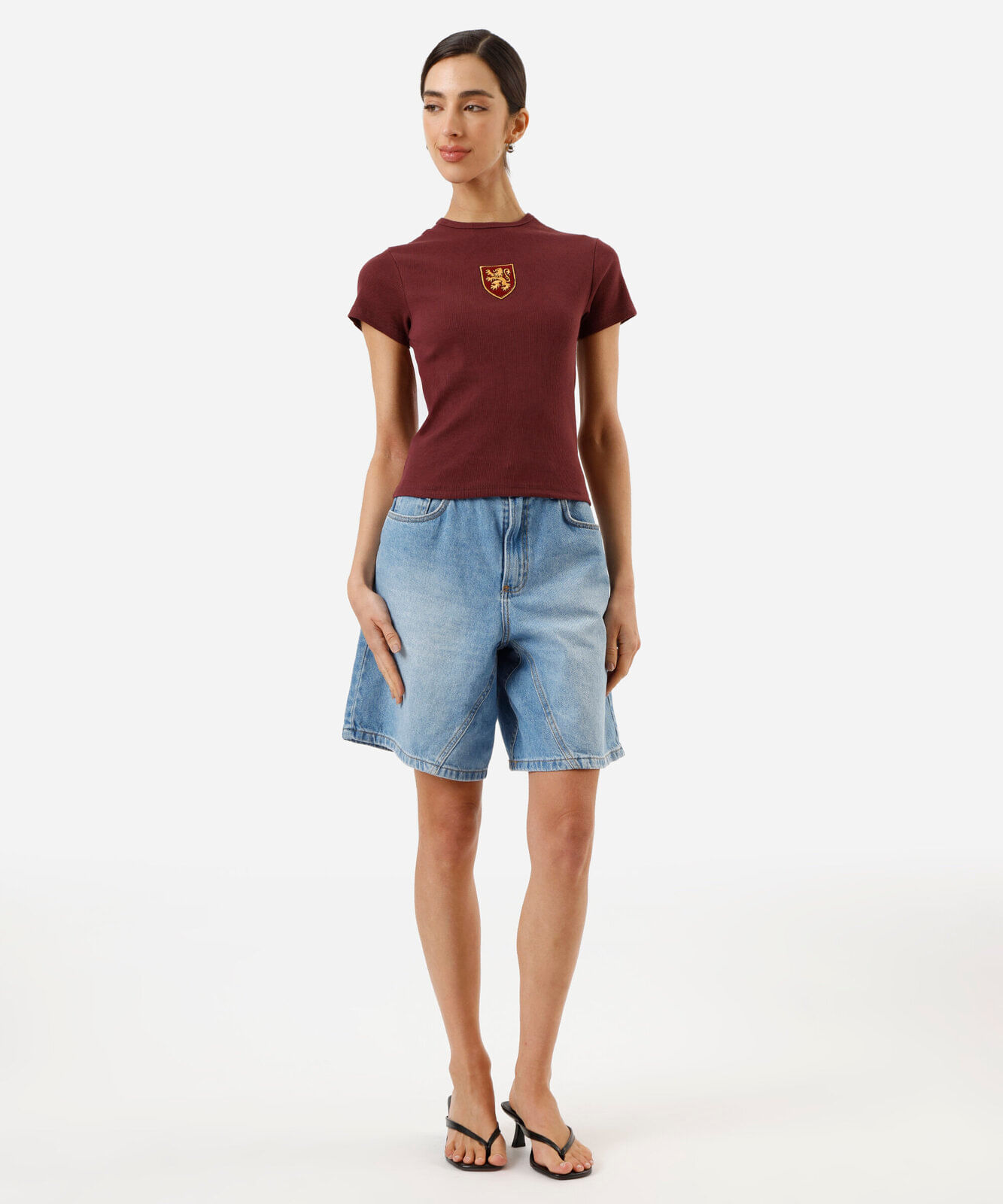 blusa baby look feminina de algodão grifinória harry potter vinho