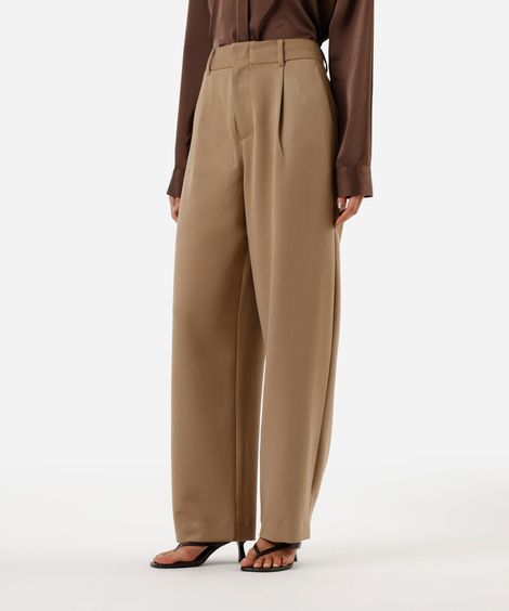 calça balloon de alfaiataria feminina com pregas bege