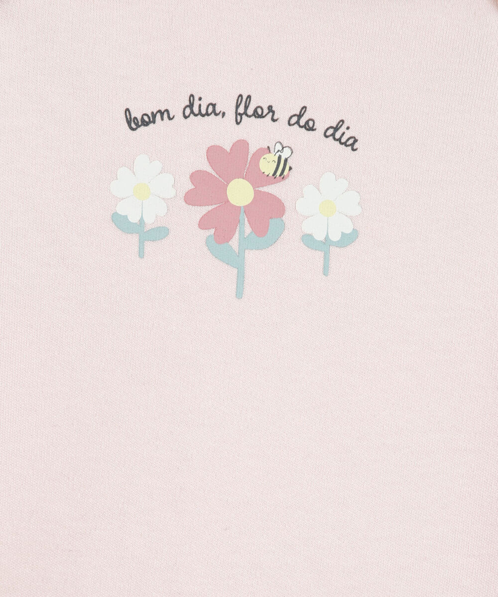 body infantil de algodão bom dia flor do dia rosa