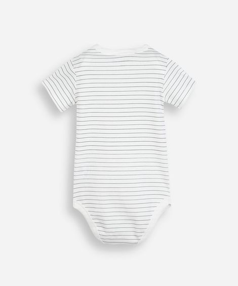 body infantil manga curta listrado snoopy off white