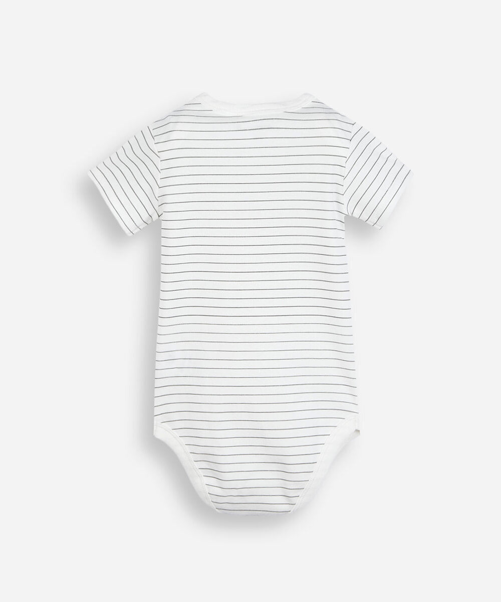 body infantil manga curta listrado snoopy off white