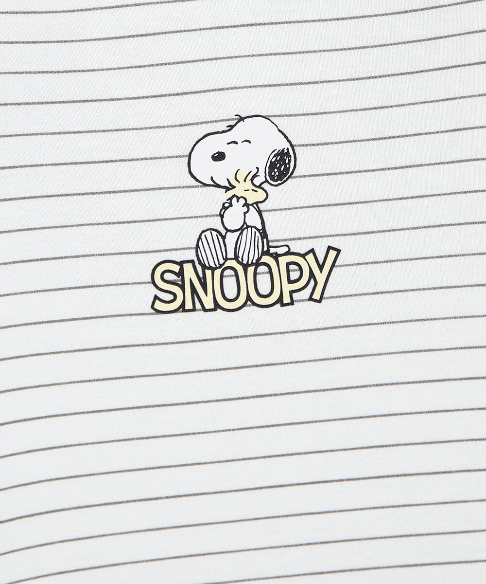 body infantil manga curta listrado snoopy off white