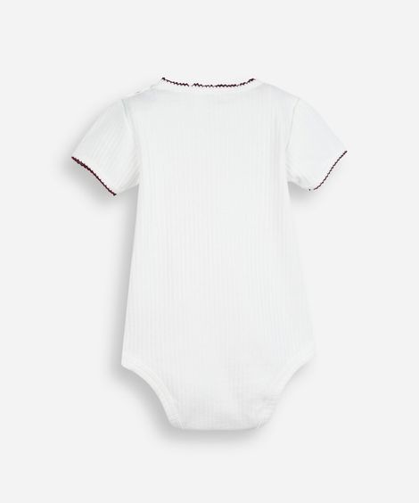 body infantil de algodão texturizado floral off white