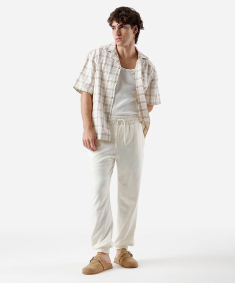 calça masculina jogger moletom off white
