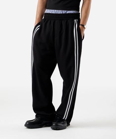 calça baggy masculina com listras laterais preta