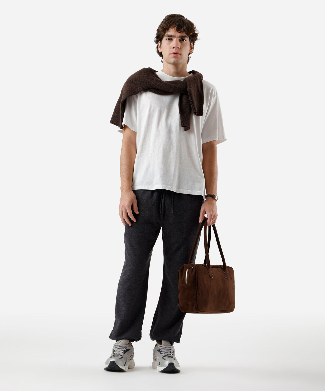 calça masculina jogger moletom cinza