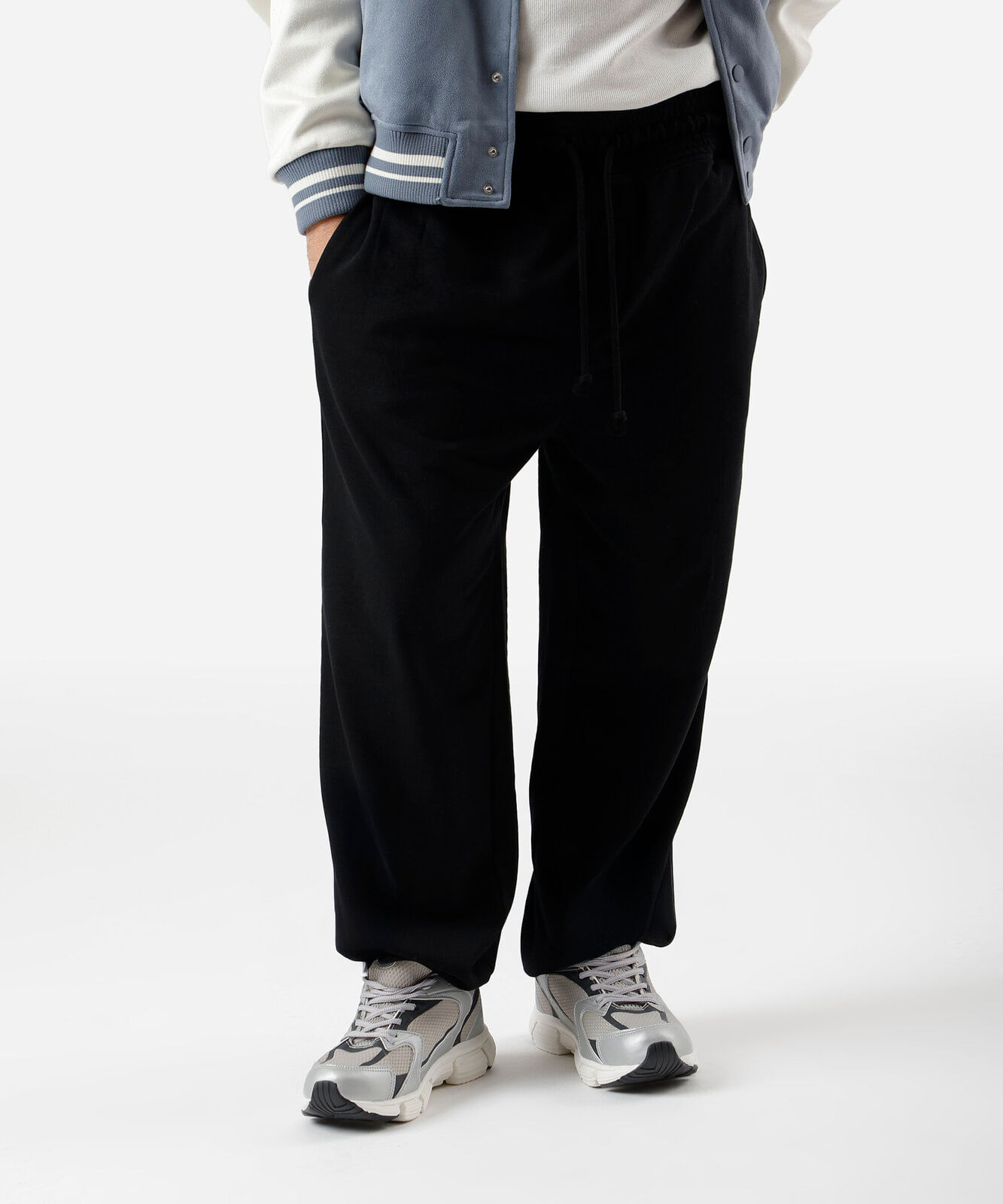 Calça jogger masculina de moletom sem felpa preto