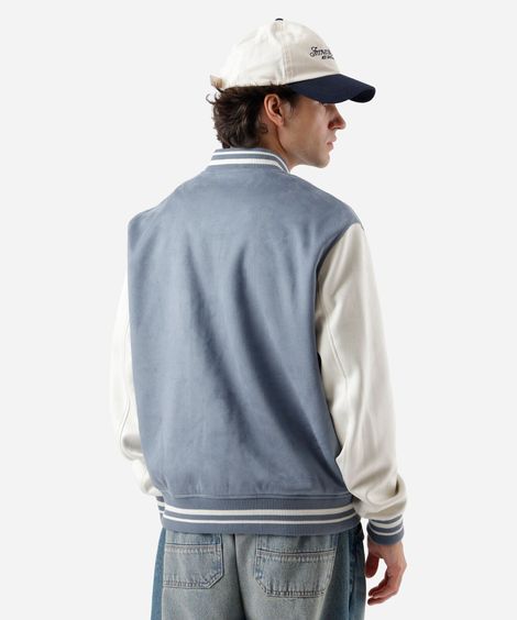 jaqueta bomber masculina de suede los angeles azul
