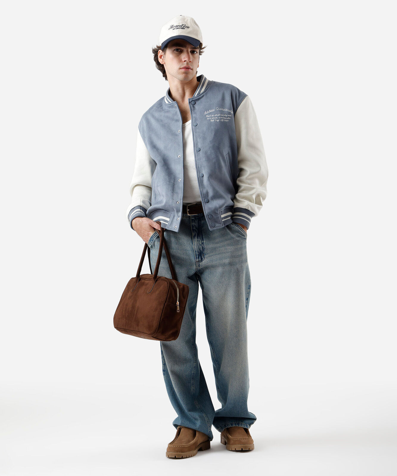 jaqueta bomber masculina de suede los angeles azul