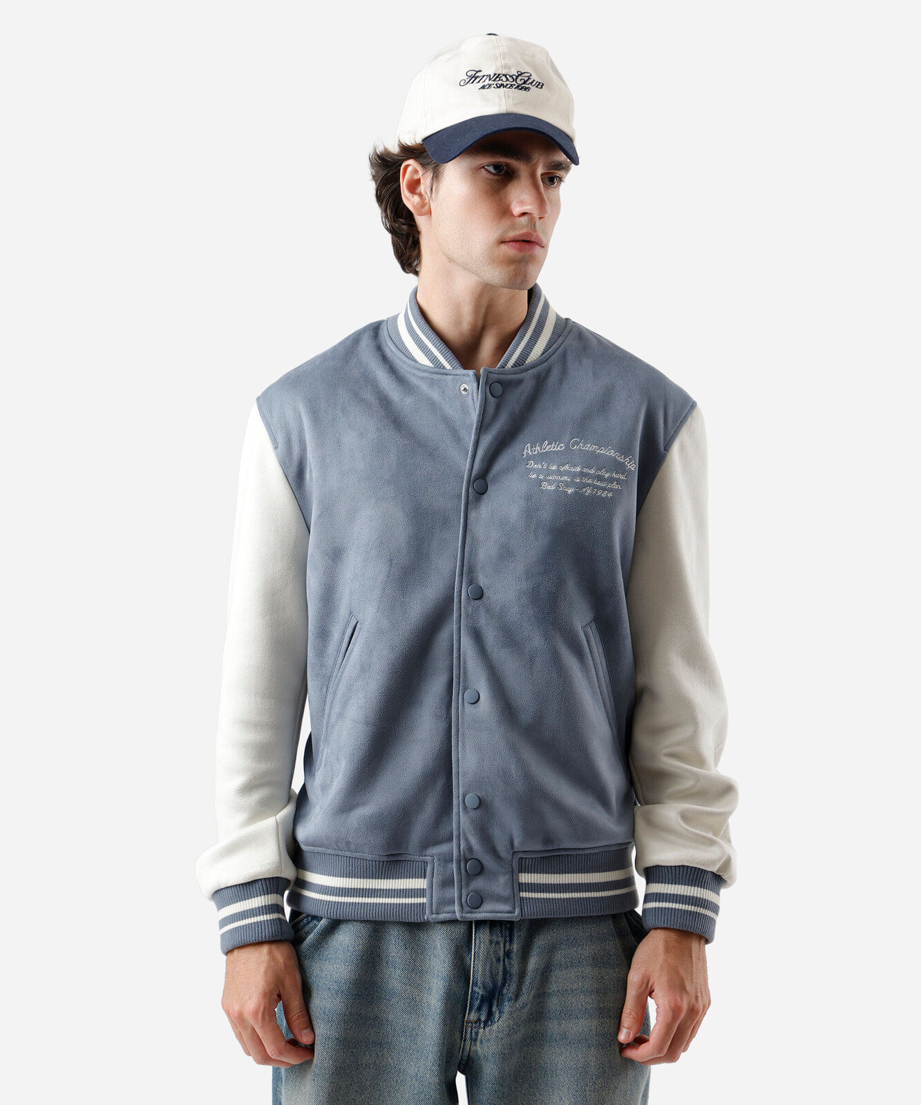 jaqueta bomber masculina de suede los angeles azul