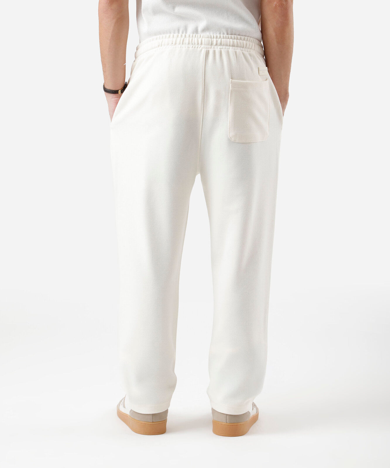 calça reta masculina com viscose cós elástico off white