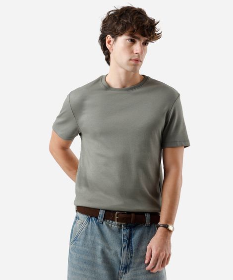camiseta masculina de algodão peruano slim fit verde