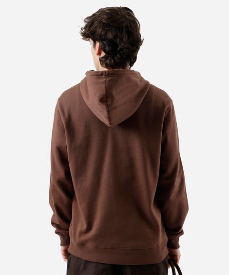 blusão básico masculino de moletom com capuz marrom