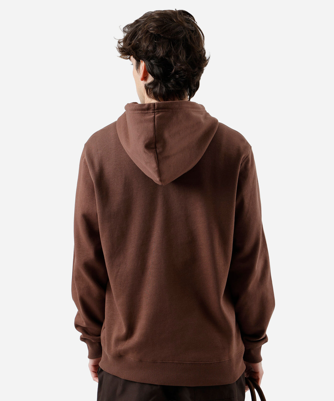 blusão básico masculino de moletom com capuz marrom