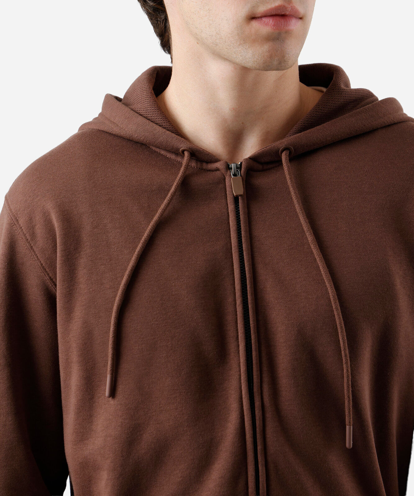 blusão básico masculino de moletom com capuz marrom