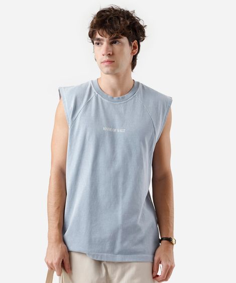 regata machão masculina de algodão  estampada estonada azul