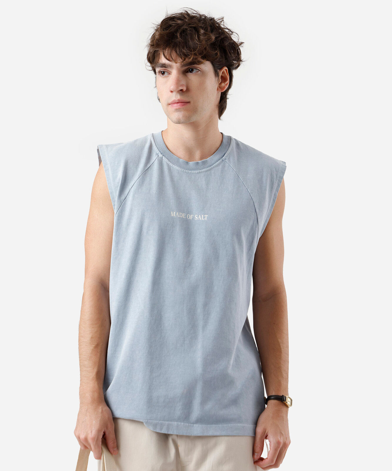 regata machão masculina de algodão  estampada estonada azul