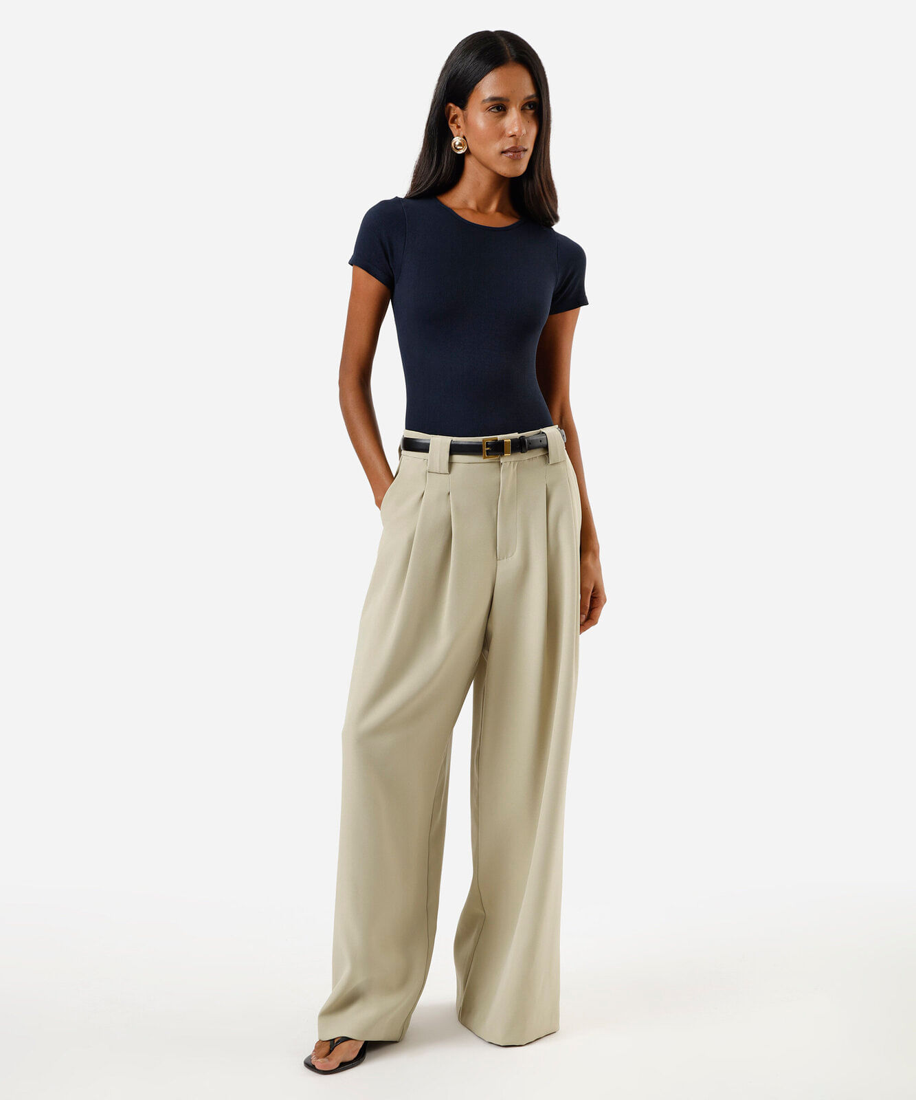 body básico feminino manga curta canelado azul