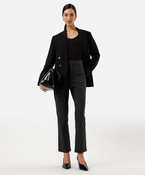 calça skinny de alfaiataria feminina xadrez preta