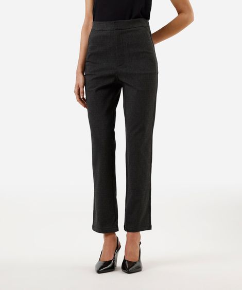 calça skinny de alfaiataria feminina xadrez preta