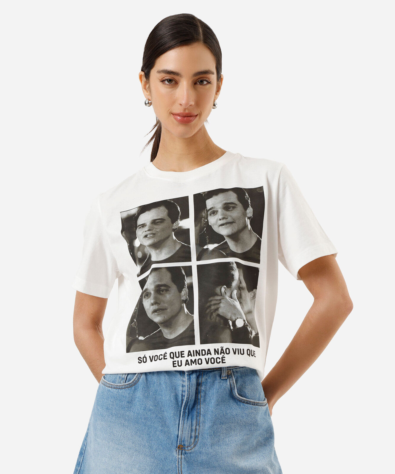camiseta feminina de algodão paraíso tropical off white