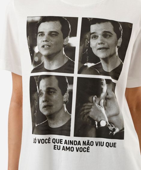 camiseta feminina de algodão paraíso tropical off white