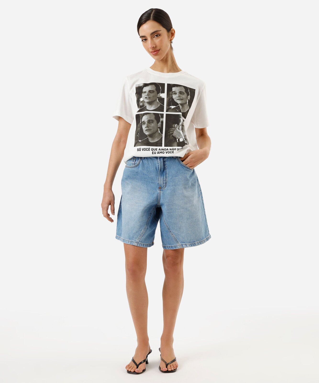 camiseta feminina de algodão paraíso tropical off white